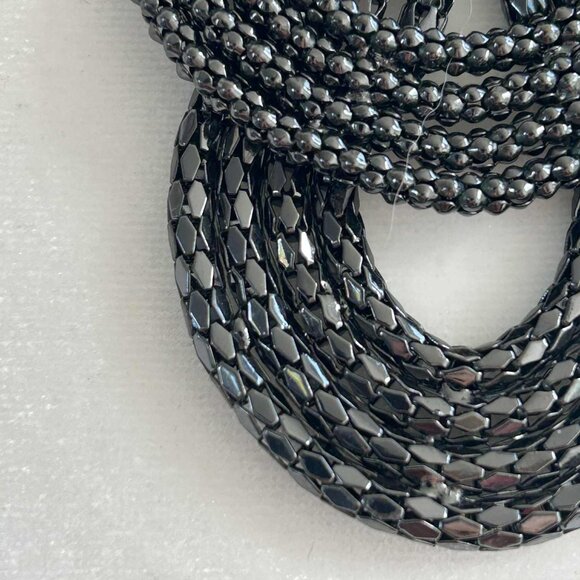 Gunmetal Beaded Multi-Strand Sculptural Knot Statement Necklace – OS - Picture 4 of 6
